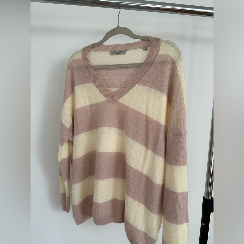 Pink and White All Saints Sweater
